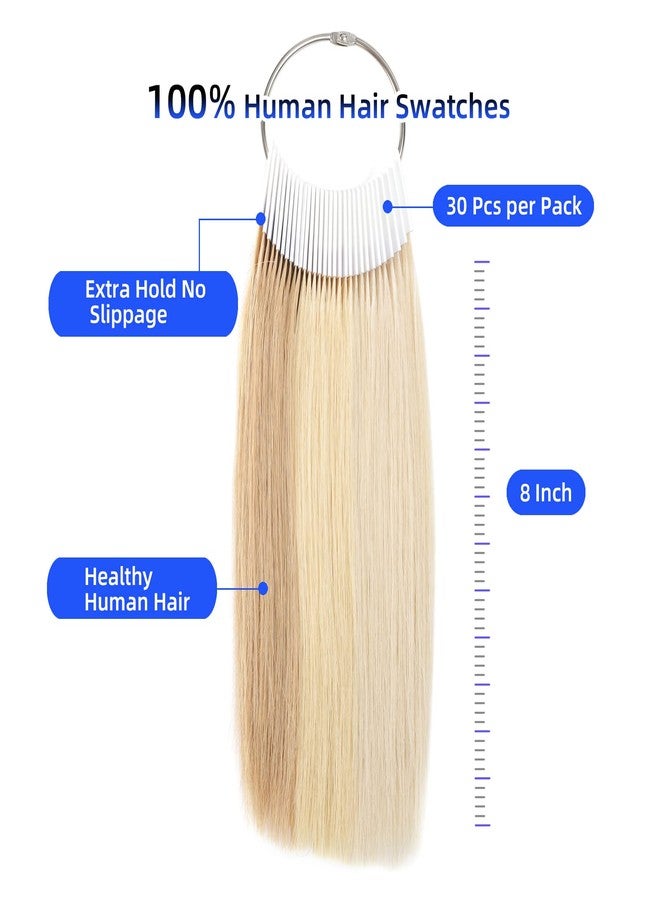REDMENCO Human Hair Swatches 3 Natural Levels for Salon Testing Color Sample 30 Piece 8 Inch, Lightest Blonde/Light Blonde/Light Brown, 1 Free Black Swatches - Image 2